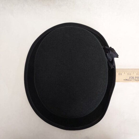 New York Hat Co Top Hat Women's M Wool Felt Classic Black Short Crown Flower Pin - Picture 16 of 16